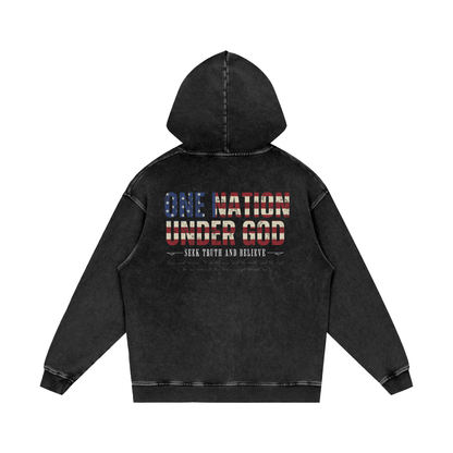One Nation Under God Snow Washed Hoodie